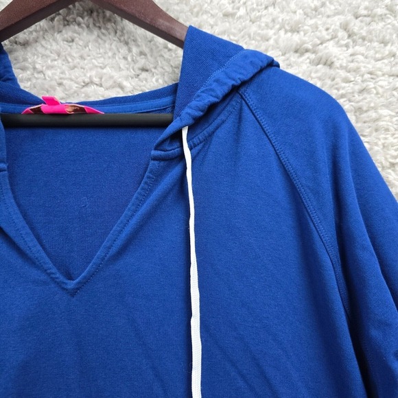 Lilly Pulitzer Kiawah Cropped Hoodie Womens XXL Blue Long Sleeve Soft Pullover - Picture 3 of 12
